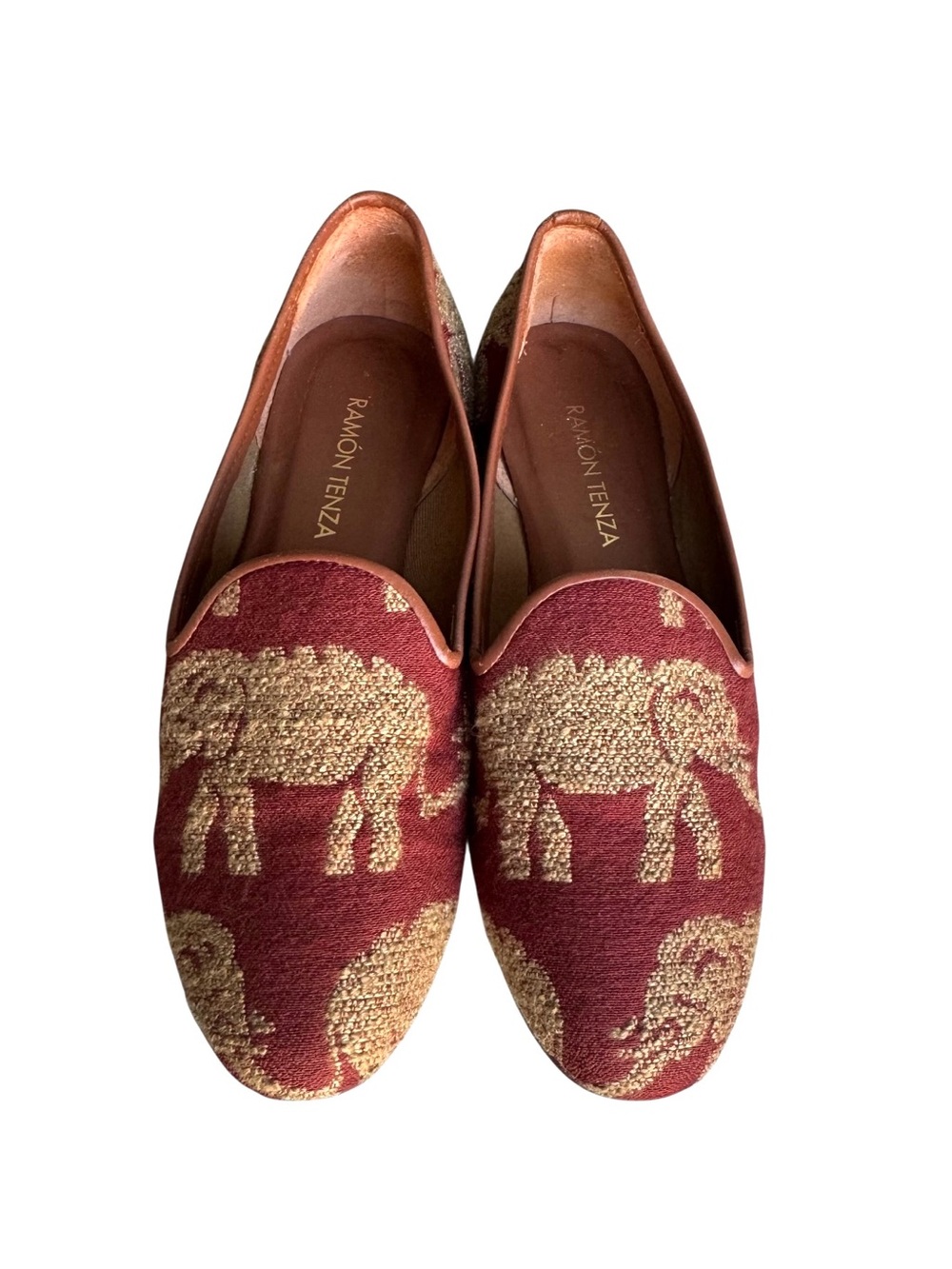 Ramon Tenza Red Loafers Elephant Tapestry Flats